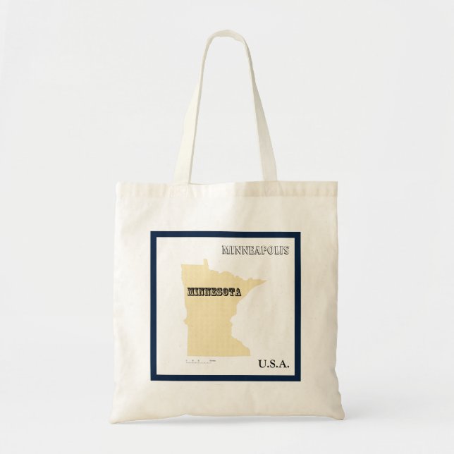 Bolsa Tote Tote  - Minnesota State Map with City (Frente)