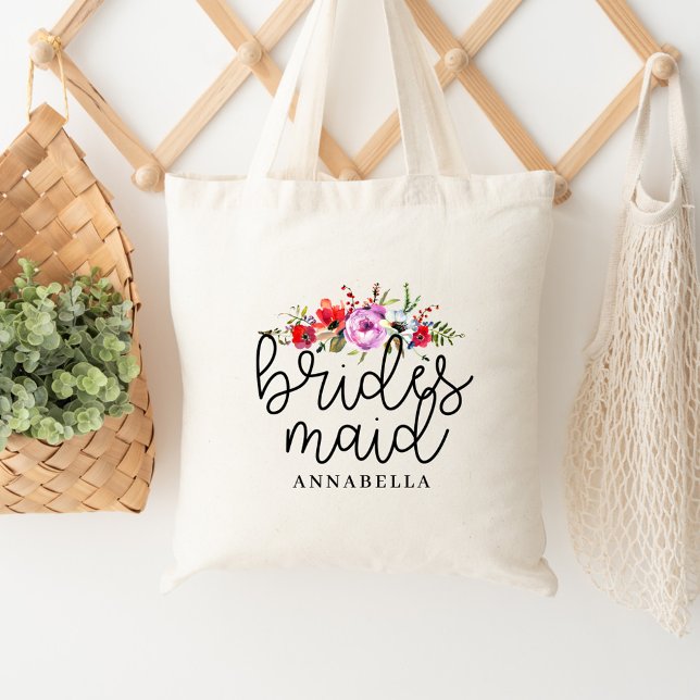 Bolsa Tote Tote para Damas de Honra com Buquê Floral (Criador carregado)
