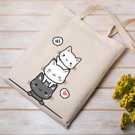 Bolsa Tote Totebag de Ilustração de Gato Minimalista