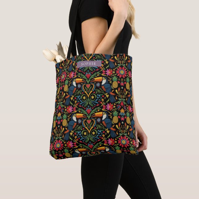 Bolsa Tote Toucan Tropical Abacaxi Vibrante  (Close Up)