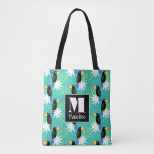 Bolsa Tote Toucans On Teal Monograma