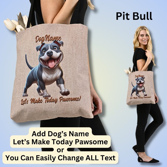 Bolsa Tote Touro de Pit - Adicionar Nome do Cachorro, Alterar (Criador carregado)