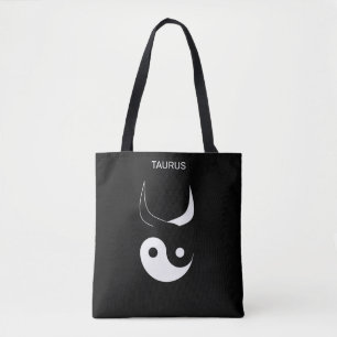 Bolsa Tote Touro & Estiloso Yin Yang Preto e Branco em Preto