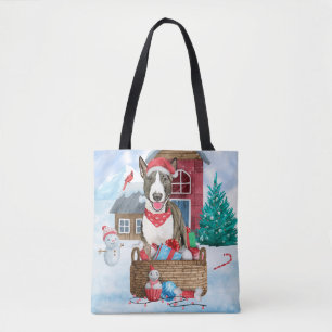 Bolsa Tote Touro Terrier Cachorro Na Casa De Cachorro De Nata