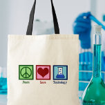 Bolsa Tote Toxicologia do Peace Love<br><div class="desc">Toxicologia do Amor pela Paz. Um presente toxicólogo legal para um cientista que trabalha em um laboratório como especialista em veneno e envenenamento. Apoie os pesquisadores de toxicidade com este design fofo!</div>
