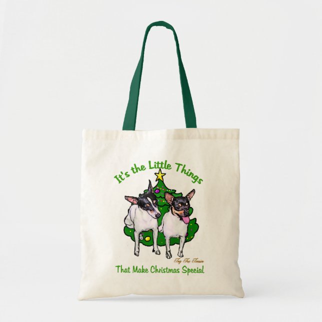 Bolsa Tote Toy Fox Terrier presentes de Natal (Frente)