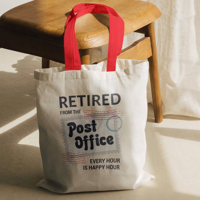 Bolsa Tote Trabalhador Postal Aposentado, Mailman Funny (Happy Hour Retired Postal Worker Red Handles Tote Bag)