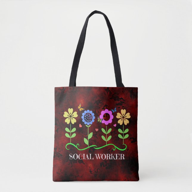 Bolsa Tote Trabalhador Social, Design gráfico flexível (Frente)