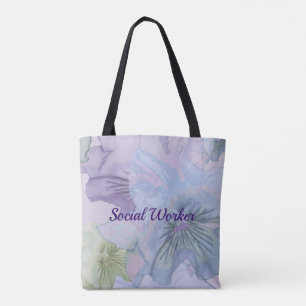 Bolsa Tote Trabalhador social, fundo floral pastel