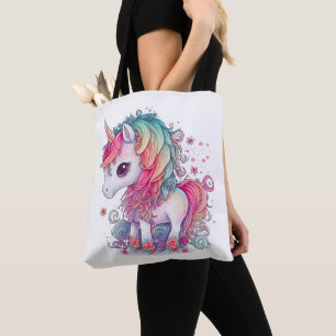 Bolsa Tote Trabalho de arte da Criatura Magical Colorida e Bo