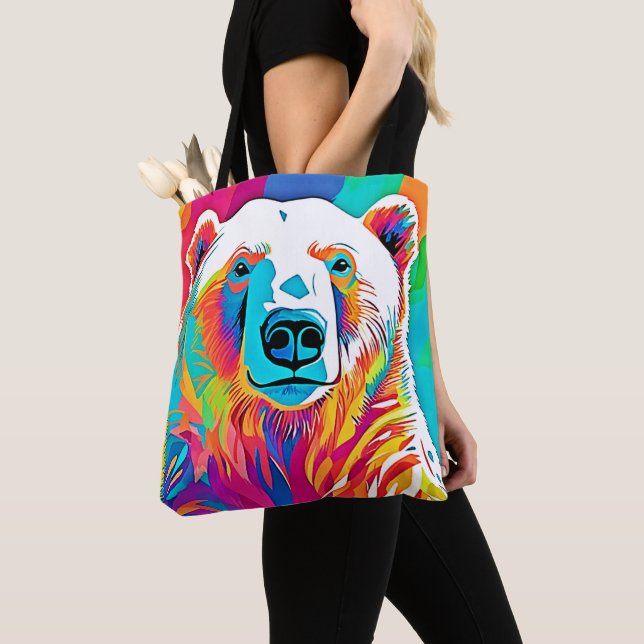 Bolsa Tote Trabalho de arte de Cabeça de Urso Vibrante (Close Up)