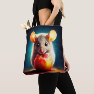 Bolsa Tote Trabalho de arte de cinza de rato realístico