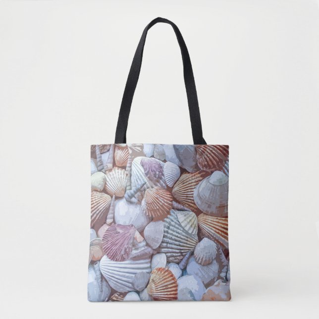 Bolsa Tote Trabalho de arte de conchas brancas elegantes| Sac (Frente)