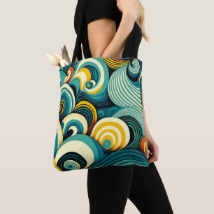 Bolsa Tote Trabalho de arte de Ondas Hippie Coloridas abstrat