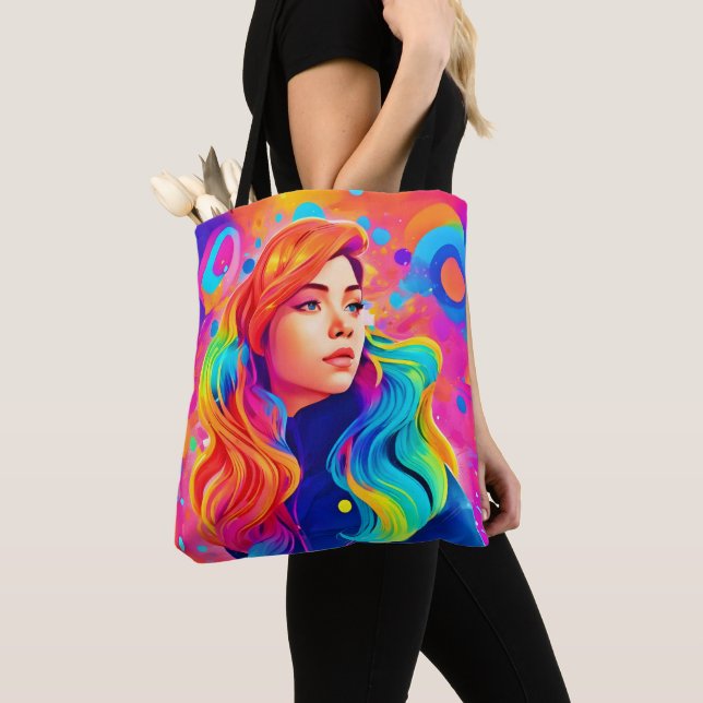 Bolsa Tote Trabalho de arte Digital Lady Vibrant (Close Up)