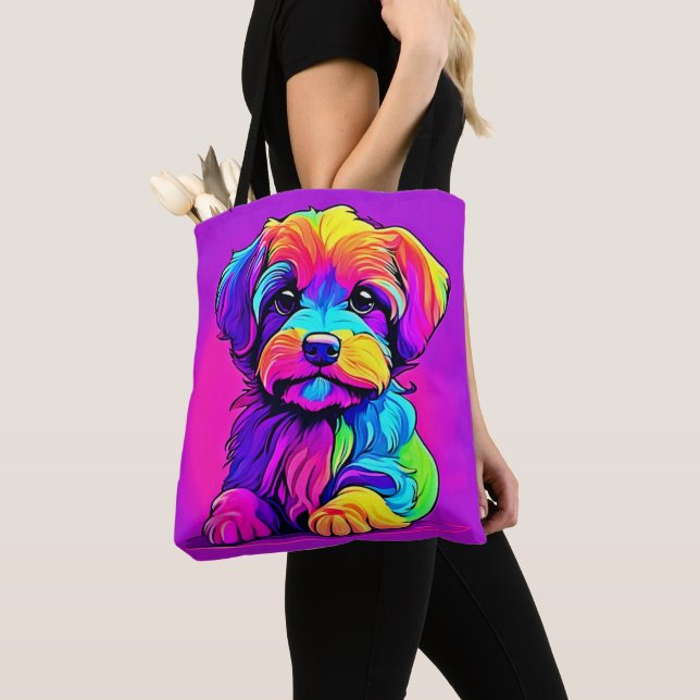 Bolsa Tote Trabalho de arte do arco-íris (Close Up)