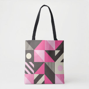 Bolsa Tote Trabalho de arte geométrico simples com blocos neg