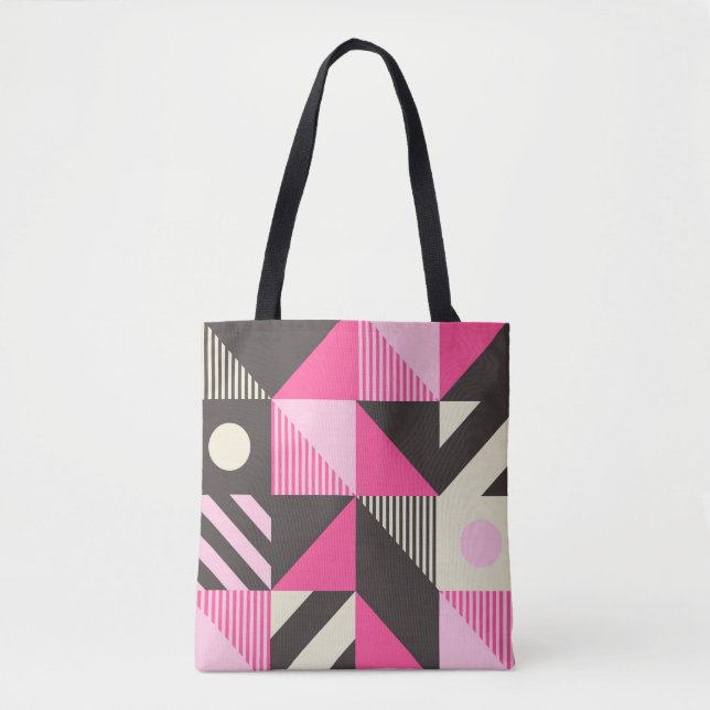 Bolsa Tote Trabalho de arte geométrico simples com blocos neg (Frente)