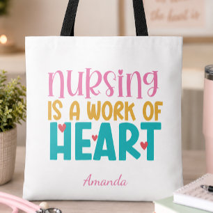 Bolsa Tote Trabalho Personalizado de Coração de Enfermeira