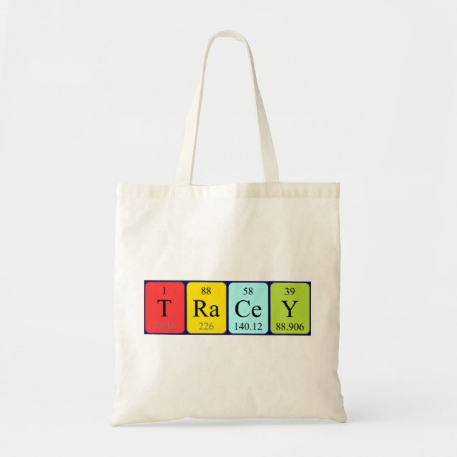 Bolsa Tote Tracey com nome de mesa periódico tote saco (Frente)