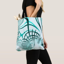 Bolsa Tote Traço curvo do aqua ciano cruzado sobre fundo leve
