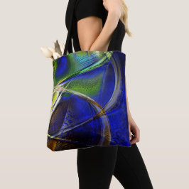 Bolsa Tote Traços curvos sobre a sépia para a crosta verde e 
