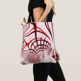 Bolsa Tote Traços curvos vermelhos cruzados sobre fundo leve