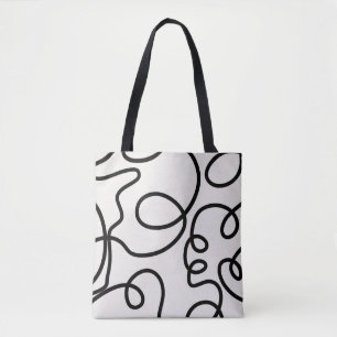 Bolsa Tote Traços Mínimos De Linha Mínima Preto E Branco