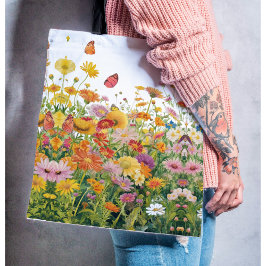 Bolsa Tote Trade de flores e borboletas selvagens do núcleo d
