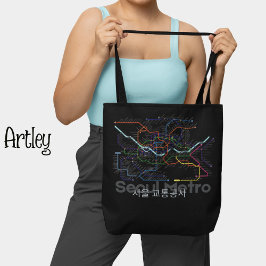 Bolsa Tote Trajante Coreia do Mapa do Metrô de Seoul