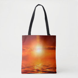 Bolsa Tote Tranquilo Sunset Orange Ouro Sky, ao largo do mar