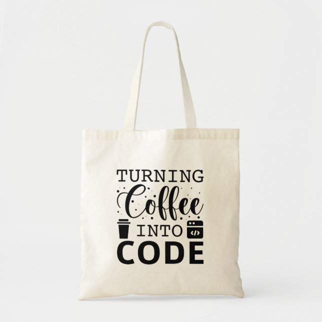 Bolsa Tote Transformando Café em Código (Frente)