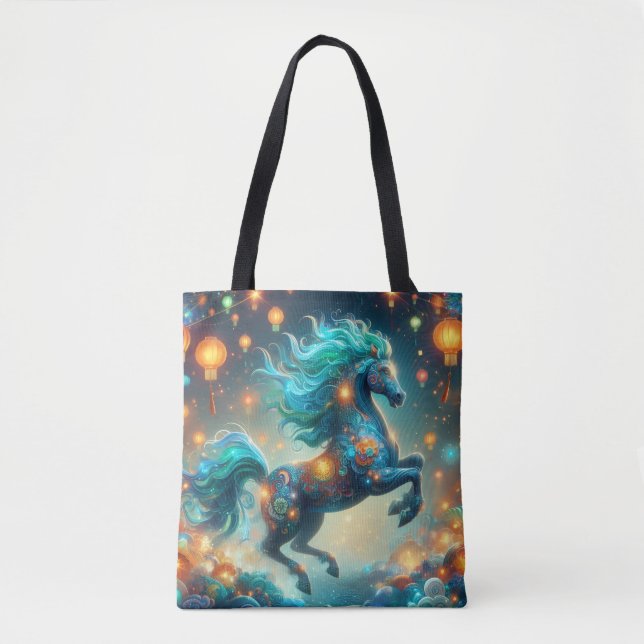 Bolsa Tote Transformative Teal Horse (Frente)