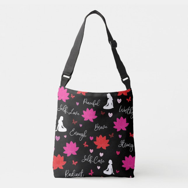 Bolsa Tote Transversal | Design de Autoamor Flor d (Frente)