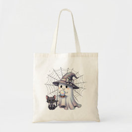 Bolsa Tote Trapaça Ghost Negra Gata Negra Gato de Halloween