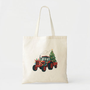 Bolsa Tote Trator com Reboque Santa Fazenda Agricultor Natal