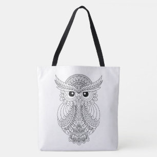 Bolsa Tote Travesseiro de Coruja Fofa Arte Folclórica Nativo