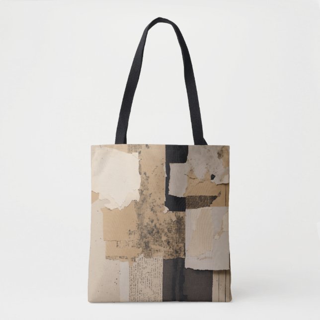 Bolsa Tote "Travesseiro de Design de Página Rasgada - Creme e (Frente)