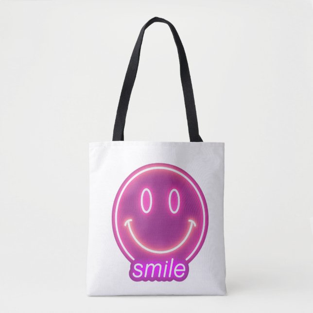 Bolsa Tote Travesseiro de Rosto Sorridente Fofo – Decoração d (Frente)
