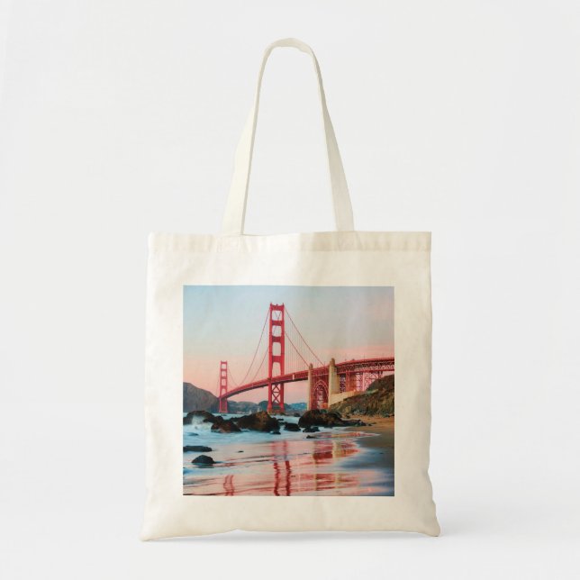Bolsa Tote travesseiro decorativo da ponte ouro (Frente)