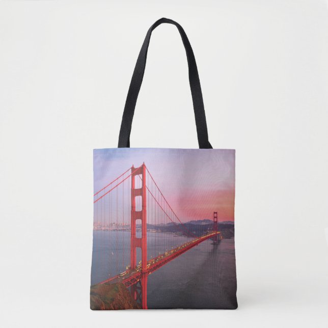 Bolsa Tote travesseiro decorativo da ponte ouro (Frente)