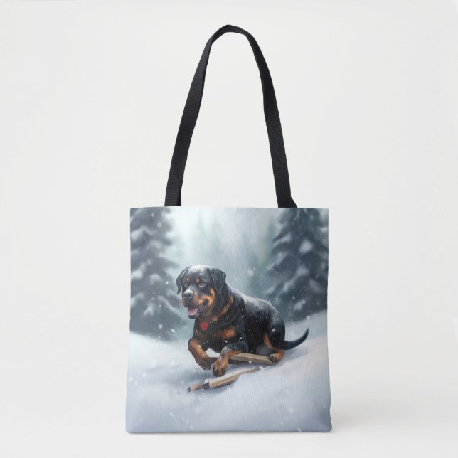 Bolsa Tote Travesseiro decorativo de inverno de neve de Natal (Frente)