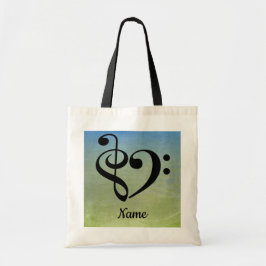 Bolsa Tote Treble Clef Bass Clef Music Heart Personalizado