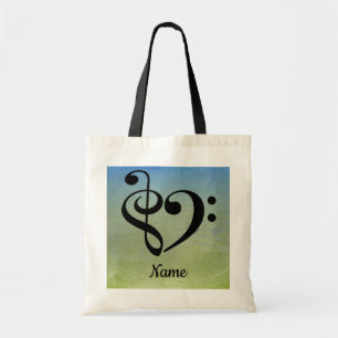 Bolsa Tote Treble Clef Bass Clef Music Heart Personalizado