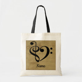 Bolsa Tote Treble Clef Bass Clef Music Heart Personalizado