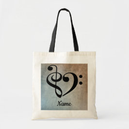 Bolsa Tote Treble Clef Bass Clef Music Heart Personalizado