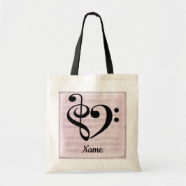 Bolsa Tote Treble Clef Bass Clef Music Heart Personalizado