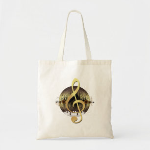 Bolsa Tote Treble de Ouro em Forma de Clave de Sol em Vinil A
