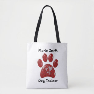 Bolsa Tote Treinador de Cães Pata Vermelha Imprimir Corações 
