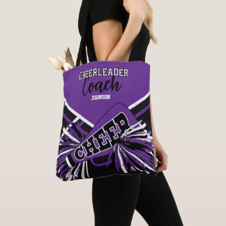 Bolsa Tote Treinador de Cheerleader - Roxo, Preto e Branco